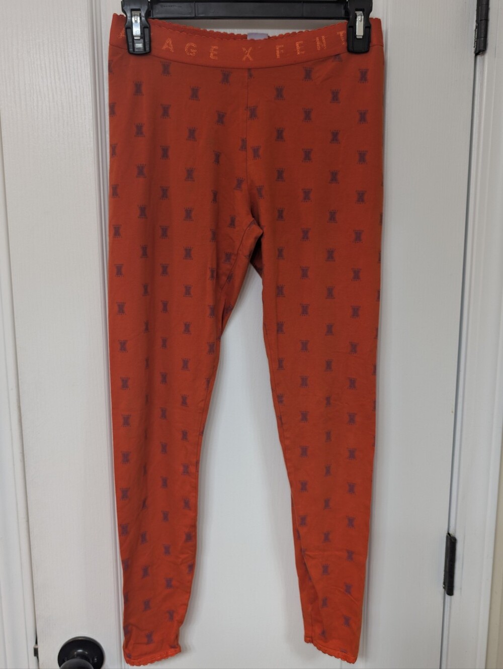 Savage X Fenty Orange Lounge Pants with Subtle Logo Pattern